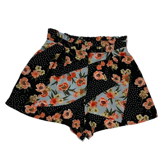 NWT Topshop Pansy And Spot Print Shorts - Black Multi - US 2 - Picture 1 of 11